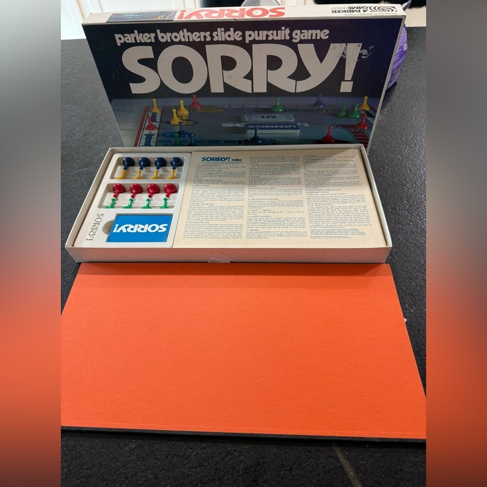 Vintage 1972 Parker Brothers Sorry! Slide Pursuit Game – Complete